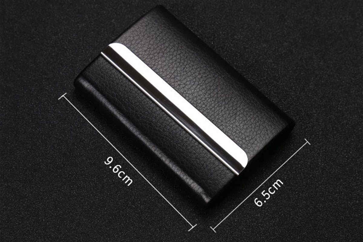 Business Card Cases PU Leather Name Card Holders Stainless Steel Multi Card Holders for Men Women