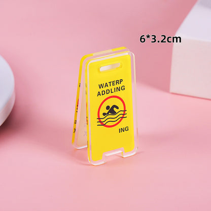 Warning Sign Shaped Acrylic Album Clip Bag Binder Sealing Clip Food Bag Clamp-Two Sides Printing