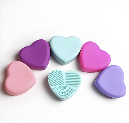 Heart Shaped Silicone Scrubber Cosmetic Brush Cleaning Tools For Women Girls