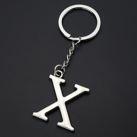 Silver Letter X Keychain Initial Keychain