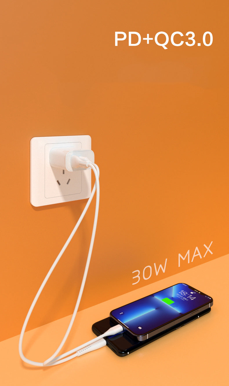 PD 30W + QC3.0 Dual Port Travel Charger W/ETL/FCC Certification