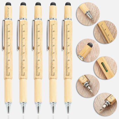 Multifunction Tool Pen, 6" 1 Tool with Ballpoint Pen, Touch Screen Stylus, Ruler, Spirit Level