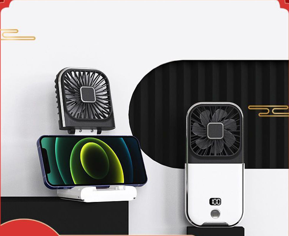 Mini Handheld Fan With Lanyard Power Bank Rechargeable Portable Fan Phone Holder