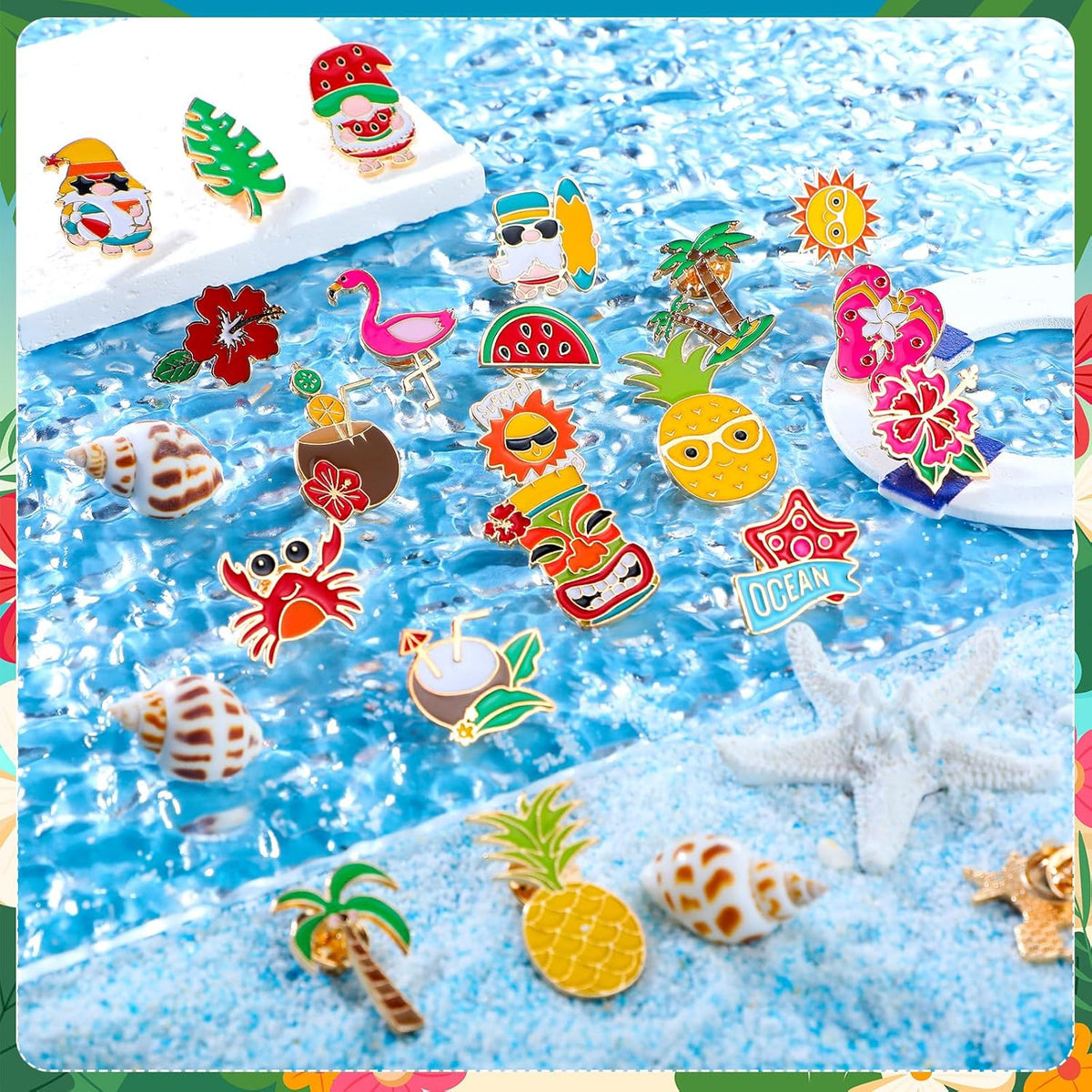 Custom Summer Cute Enamel Lapel Pins Badge Hawaiian Brooch Pins Beach Backpack Pins Festival Gifts