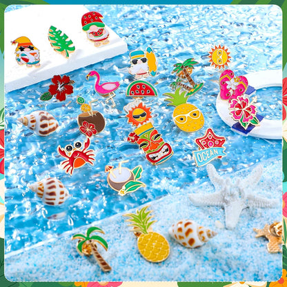 Custom Summer Cute Enamel Lapel Pins Badge Hawaiian Brooch Pins Beach Backpack Pins Festival Gifts
