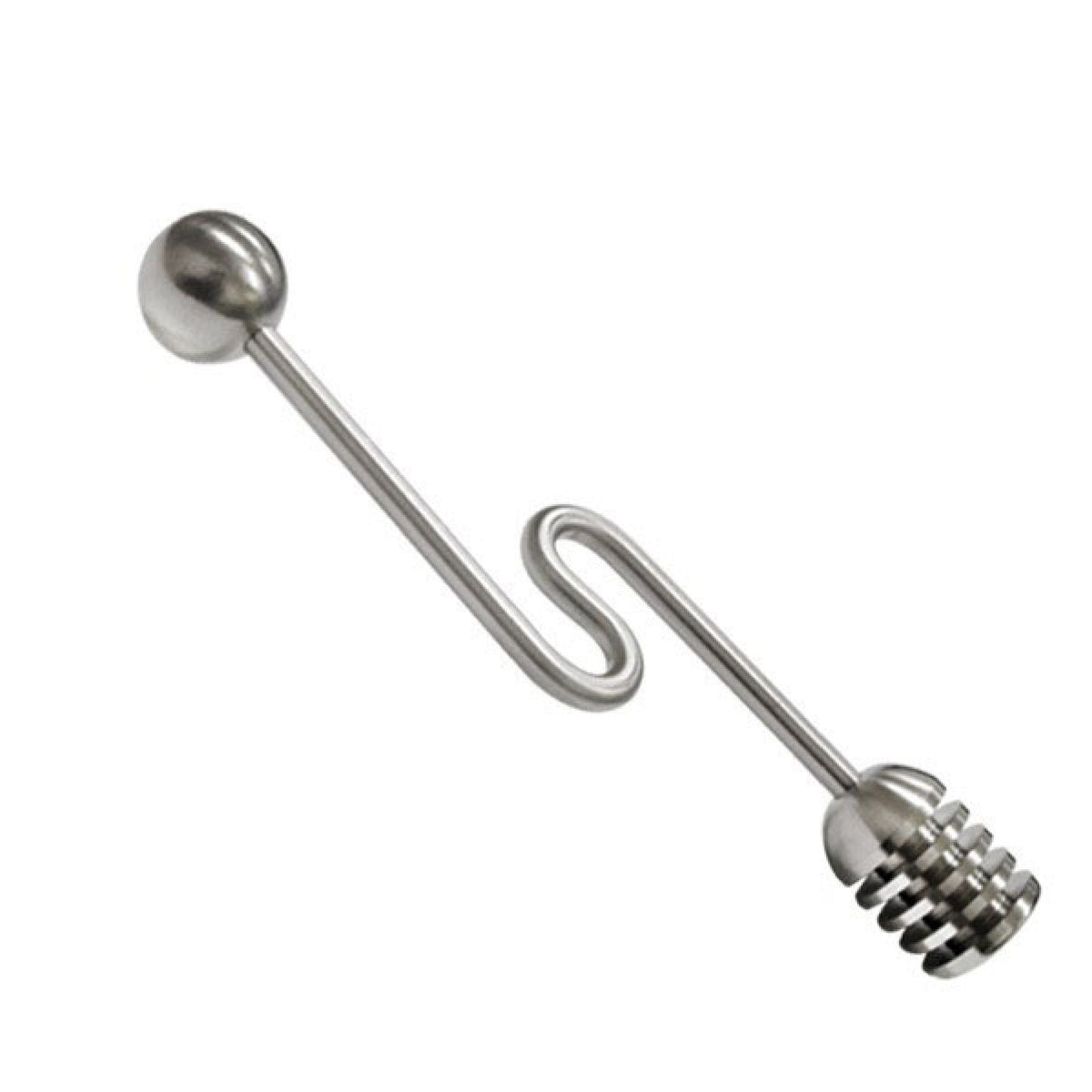 Curve Shaped Honey Dipper 304 Stainless Steel Syrup Dipper Honey Stick Stirrer for Honey Pot Jar