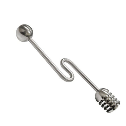 Curve Shaped Honey Dipper 304 Stainless Steel Syrup Dipper Honey Stick Stirrer for Honey Pot Jar