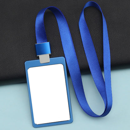 Vertical Aluminum Badge Holder ID Card Holder With Polyester Lanyard