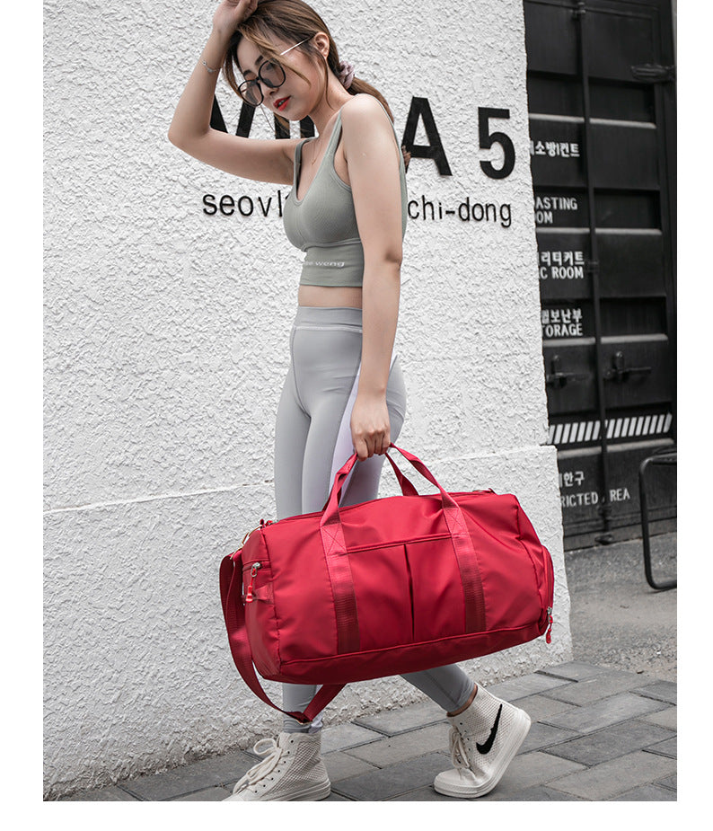 Travel Duffel Bag Sport Gym Bag Nylon Tote Bag Swimming Bag with Shoe Pouch&Wet Pocket