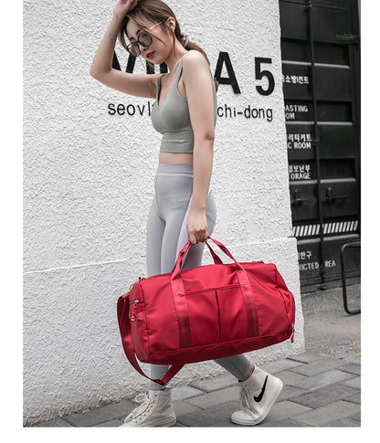 Travel Duffel Bag Sport Gym Bag Nylon Tote Bag Swimming Bag with Shoe Pouch&Wet Pocket