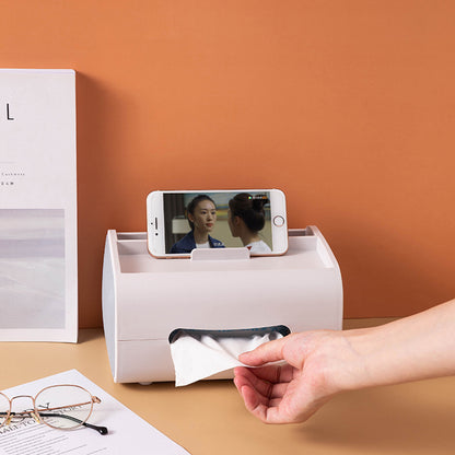 Tissue Box Holder, Multi-Functional Tissue Box Cover with Remote Control Holder