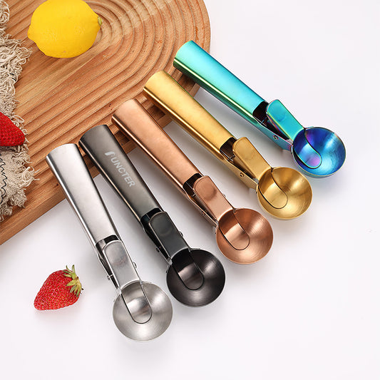 Metal Ice Cream Scoops with Trigger, Stainless Steel Ice Cream Digger Fruit Ice Ball Maker(Large)