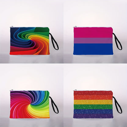 Rainbow Pattern Zipper Letter Polyester Bag 7 x 11"