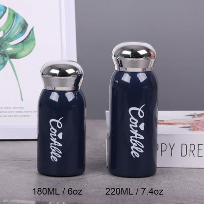 6oz/180ML 304 Stainless Steel Mini Insulated Water Bottle With Screw-on Lid Portable Vaccum Mug
