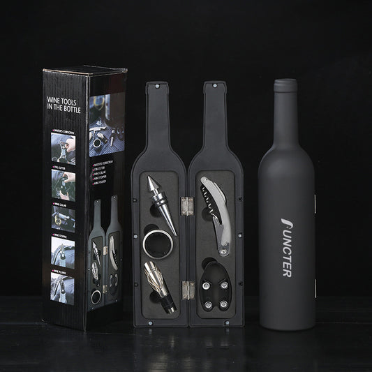 Regular Wine Opener Set In Bottle Shape Colorful Box-5 Piece