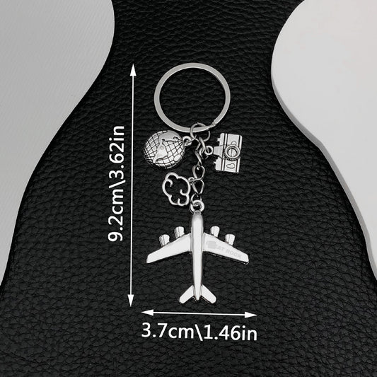 Airplane Shape Key Chain with Earth Camera Pendant Airline Company Giveaway