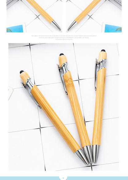 Customizable Bamboo Pens with Touch Stylus Tip Wooden Engraving Ballpoint Pen