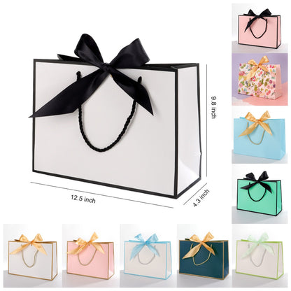 Tinted Kraft Eurotote Bag With Ribbon Bow 12.5 x 9.8"