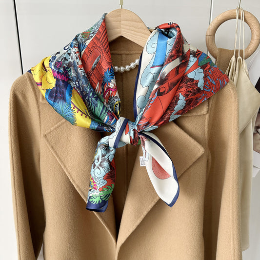 Custom 35.5" x 35.5" 100% Mulberry Silk Neck Scarf Silk Satin Shawls
