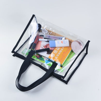 PVC Transparent Waterproof Tote Clear Shoulder Bag Outdoors Beach Bag Stadium Approved Bag(Size S)