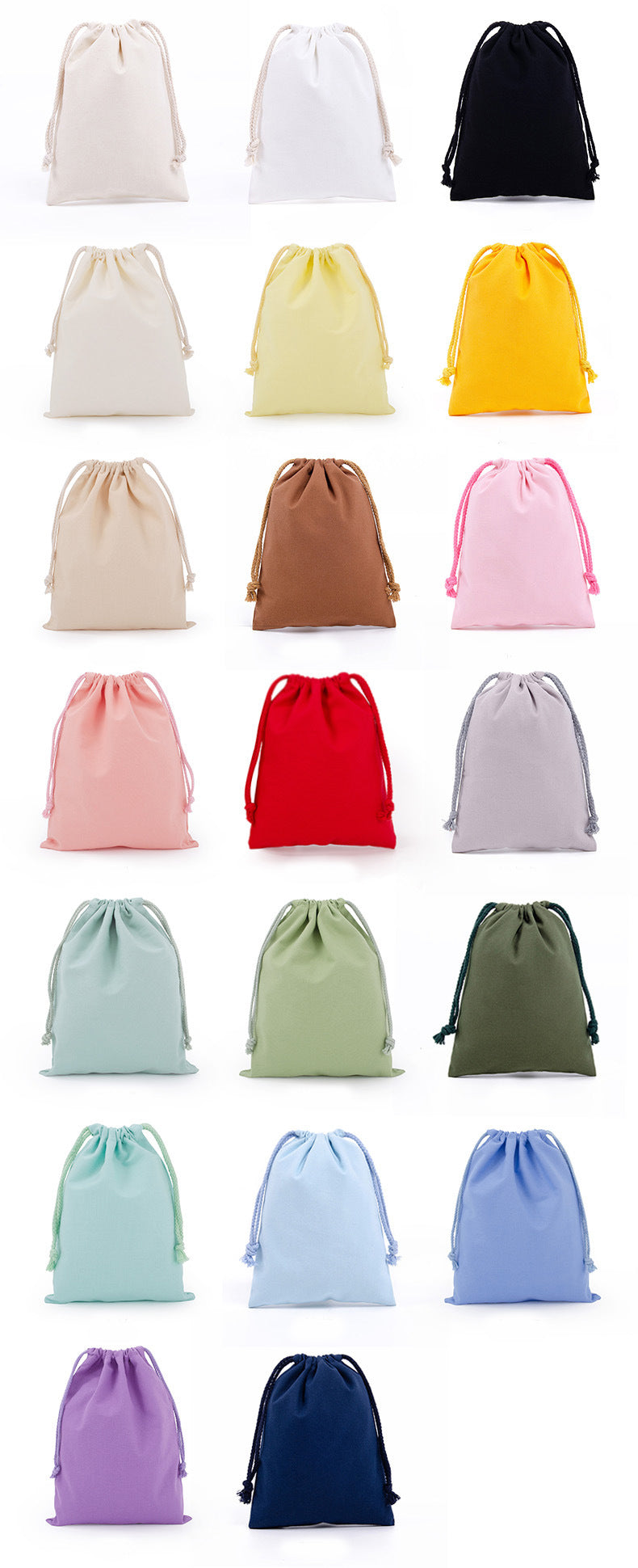 Custom Colorful 8 Oz Cotton Canvas Cloth Drawstring Bags Jewelry Wedding Candy Gift Bags