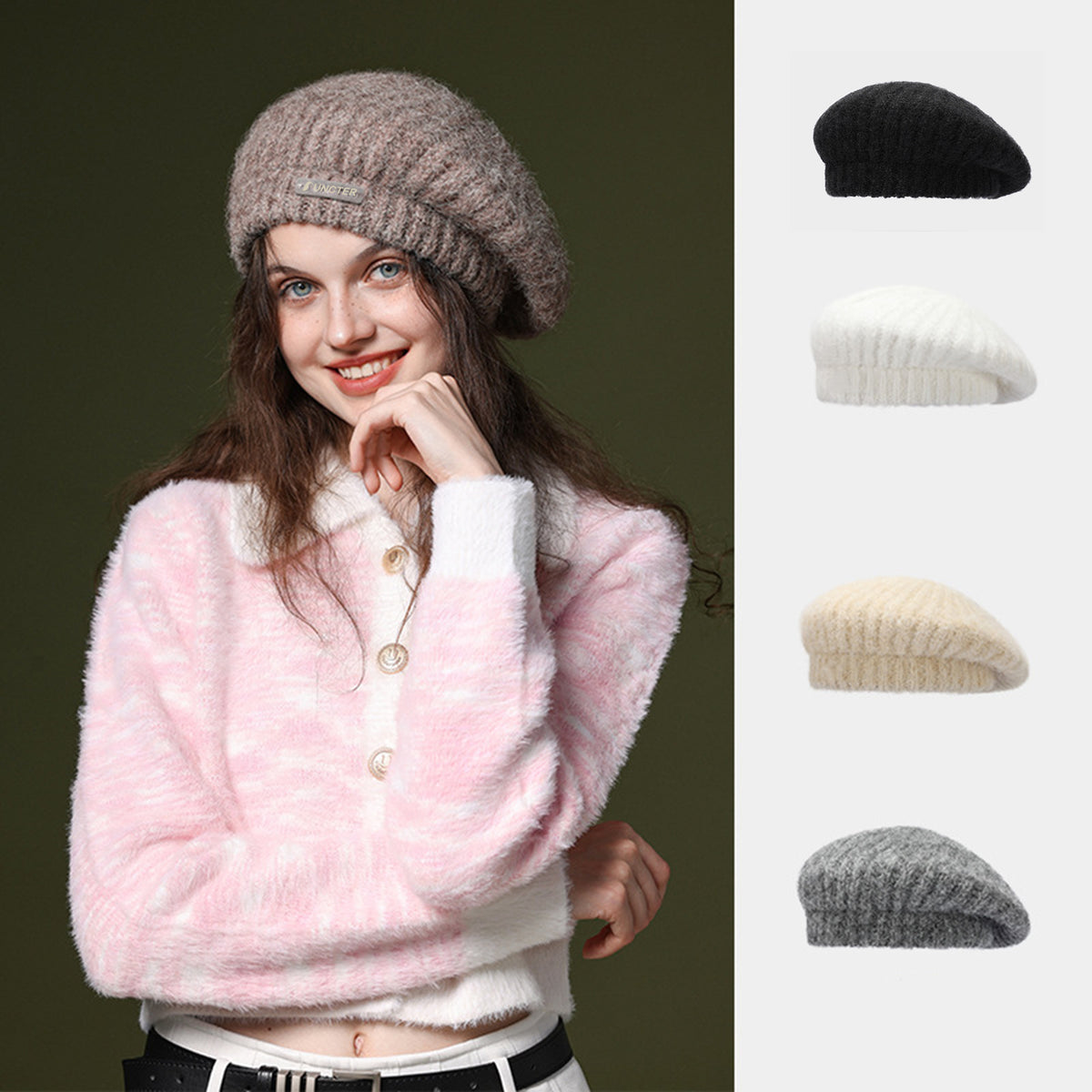 Beret Hat for Women, French Style Beanie Winter Fashion Warm Knit Cap
