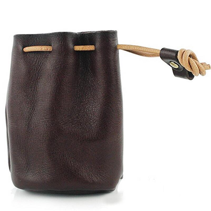 Cow Leather Money Bag w/String