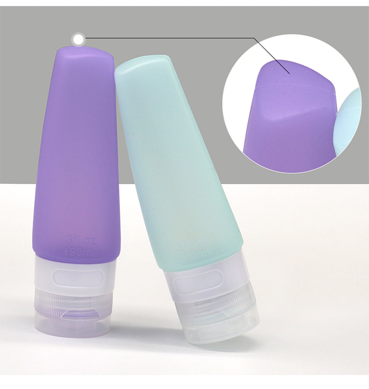 3 OZ Silicone Travel Refillable Bottles, Travel Size for Shampoo,Conditioner,Lotion,Toilet