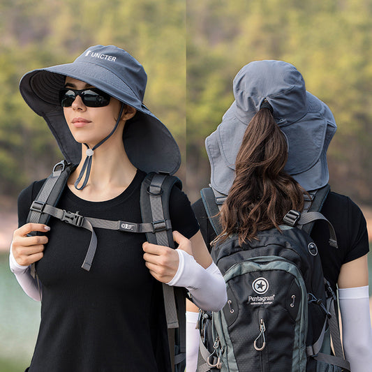 Outdoor Summer Bucket Hat Sun Hat with Ponytail Hole for Women