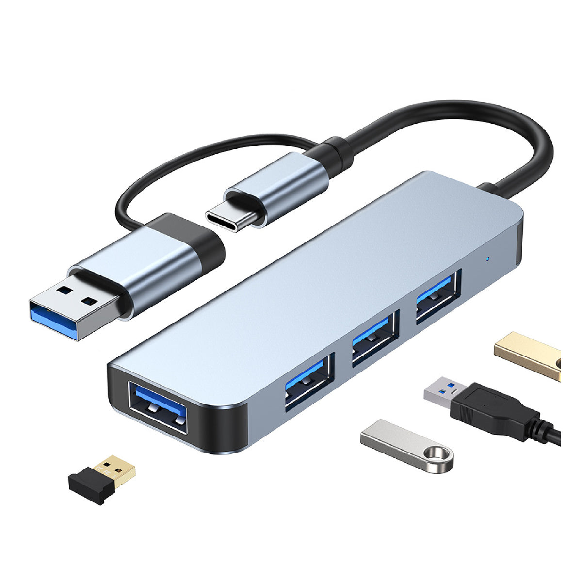 4" 1 USB C to USB Hub USB C Splitter Dual Connectors USB Adapter