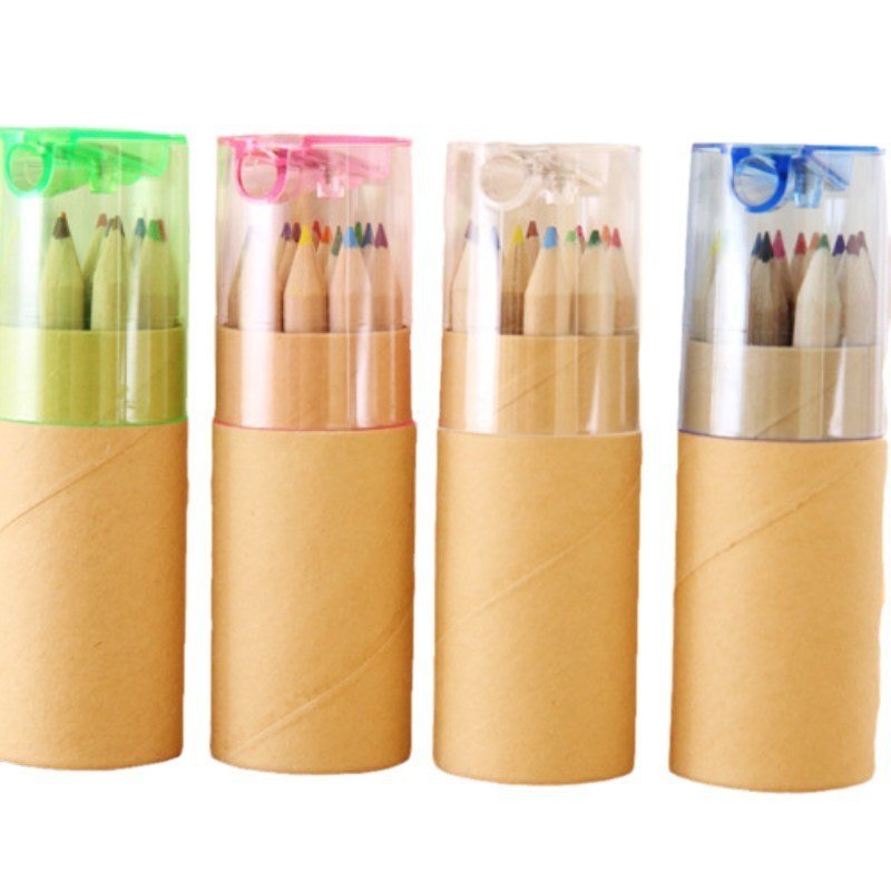 12 Colored Pencil Set in Tube W/Sharpener
