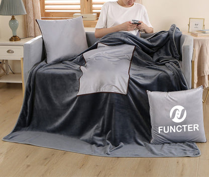 Plush Fleece 2-in-1 Pillow Blanket (17.7x17.7 Inches) – Dual-Tone Cozy Throw