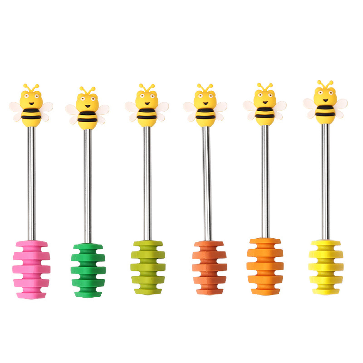 Bee Decor Stainless Steel Honey Dipper Syrup Dipper Silicone Honey Spoon Silicone Stick Stirrer