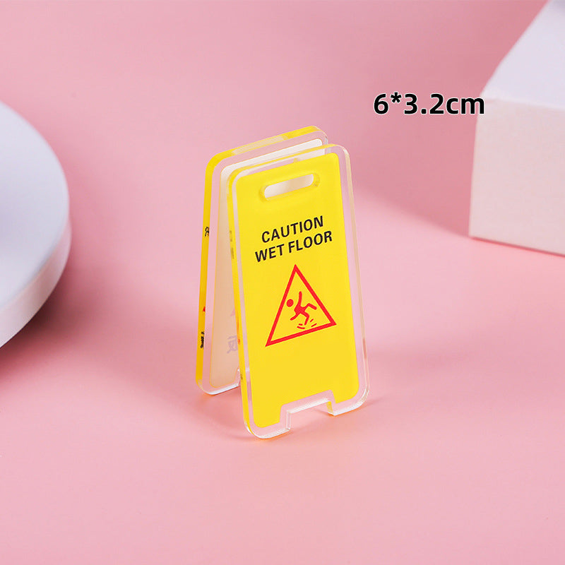 Warning Sign Shaped Acrylic Album Clip Bag Binder Sealing Clip Food Bag Clamp-Two Sides Printing