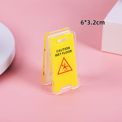 Warning Sign Shaped Acrylic Album Clip Bag Binder Sealing Clip Food Bag Clamp-Two Sides Printing