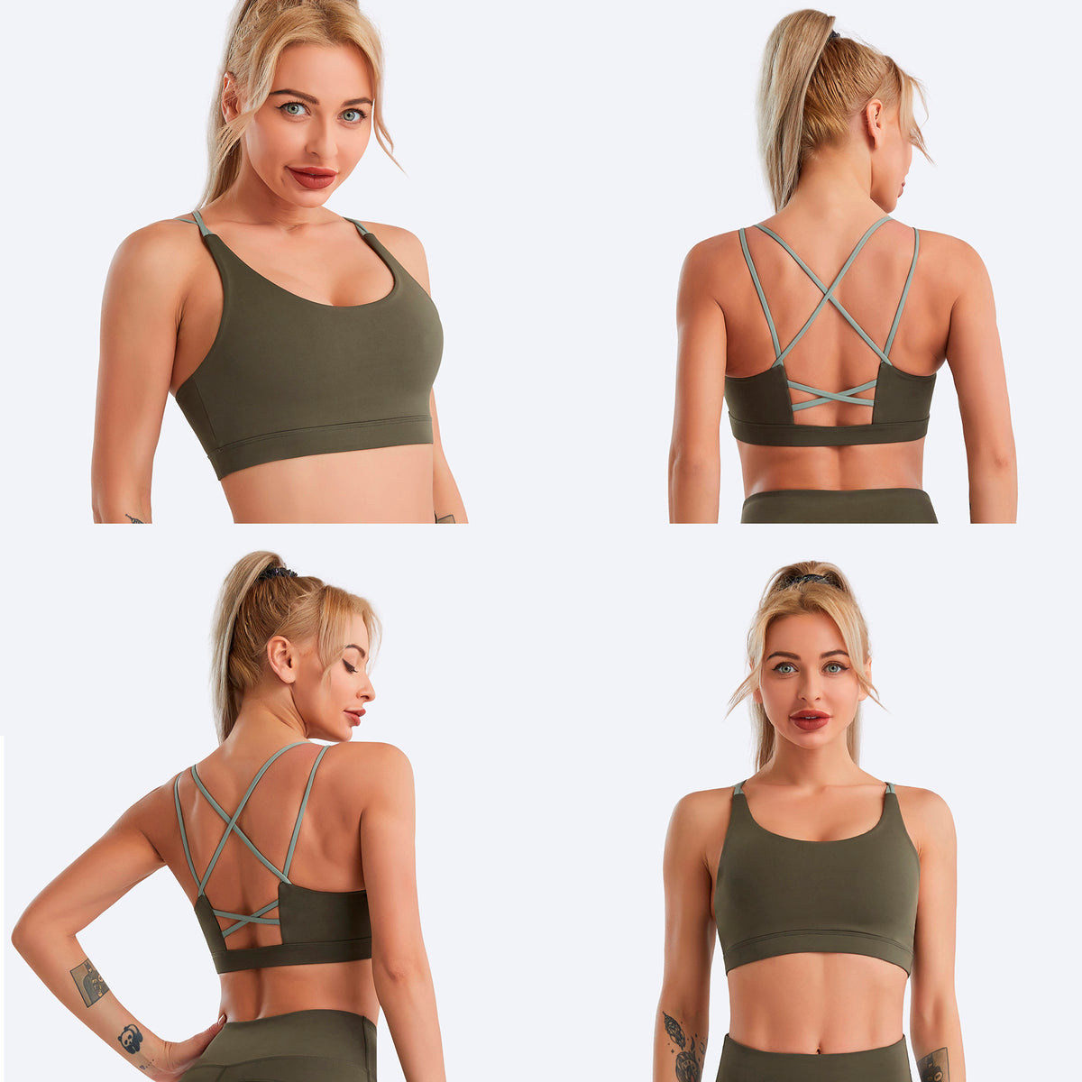 Women's Yoga Sports Bra Strappy Bralette Bra Running Vest Athletic Shirt