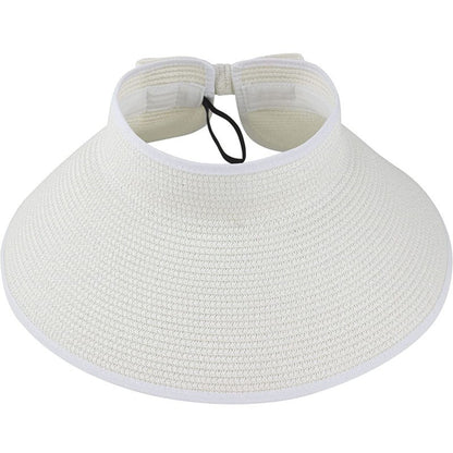 Foldable Straw Sun Visors for Women, Sun Protection Wide Brim Sun Hats Adjustable Topless Beach Hat