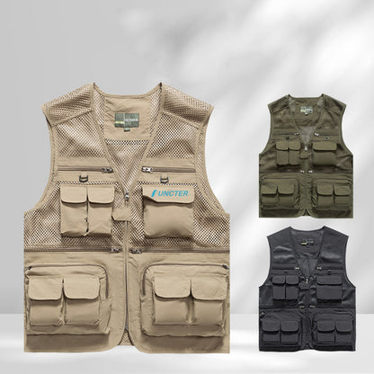 Outdoor Men's Mesh Breathable Journalist Photographer Fishing Vest Waistcoat