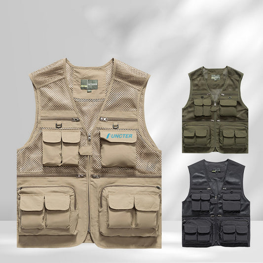 Outdoor Men's Mesh Breathable Journalist Photographer Fishing Vest Waistcoat