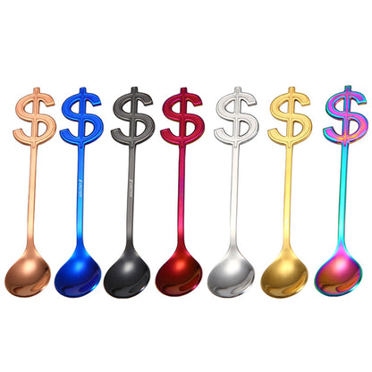 Dollar Shaped Spoon Stainless Steel Coffee Teaspoon ( Rose Gold )