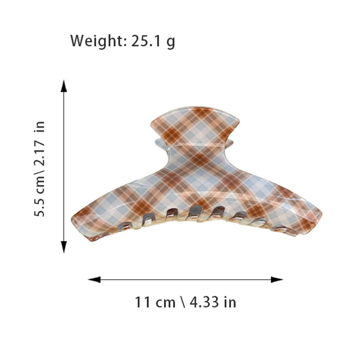 Brown-blue Check Pattern Claw Hair Clips
