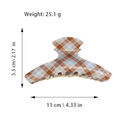 Brown-blue Check Pattern Claw Hair Clips