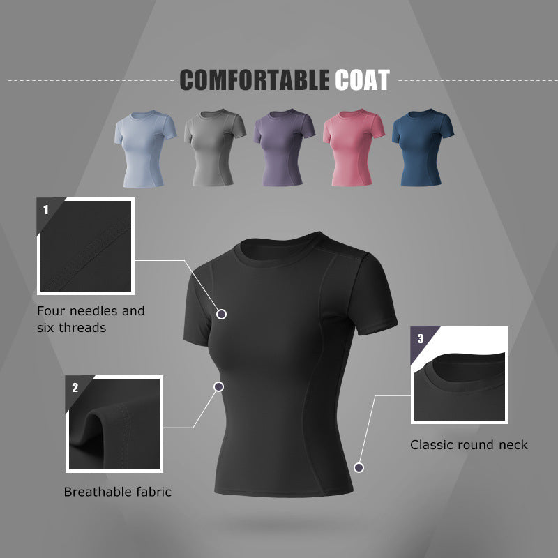 Women's Dry Fit Compression Gym Wear Running Sport Short Sleeve T-shirt Running Athletic Shirt