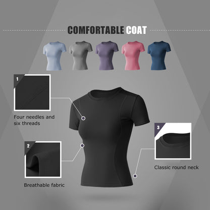 Women's Dry Fit Compression Gym Wear Running Sport Short Sleeve T-shirt Running Athletic Shirt