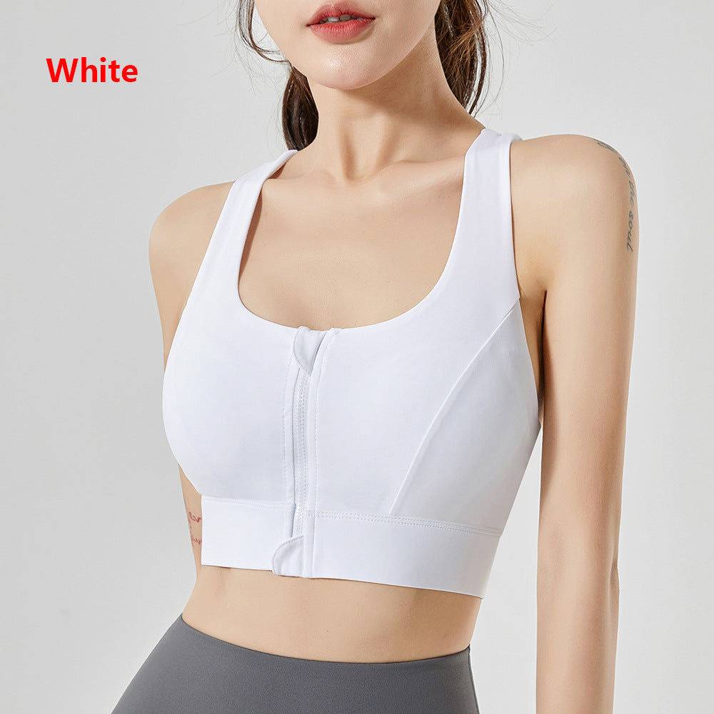 Women's Yoga Sports Bra Zipper Bra Pilates Clothing Strappy Bralette Bra Running Vest Athletic Shirt