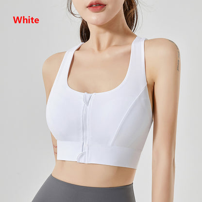 Women's Yoga Sports Bra Zipper Bra Pilates Clothing Strappy Bralette Bra Running Vest Athletic Shirt