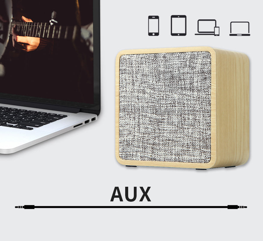 Stereo Sound Wood Fabric Square Wireless Speaker