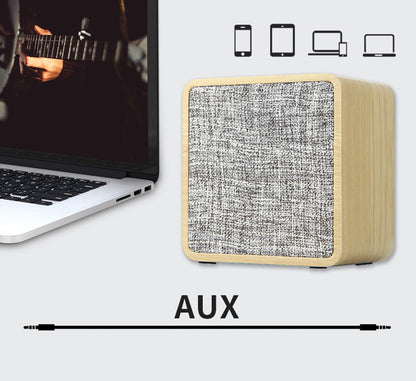 Stereo Sound Wood Fabric Square Wireless Speaker