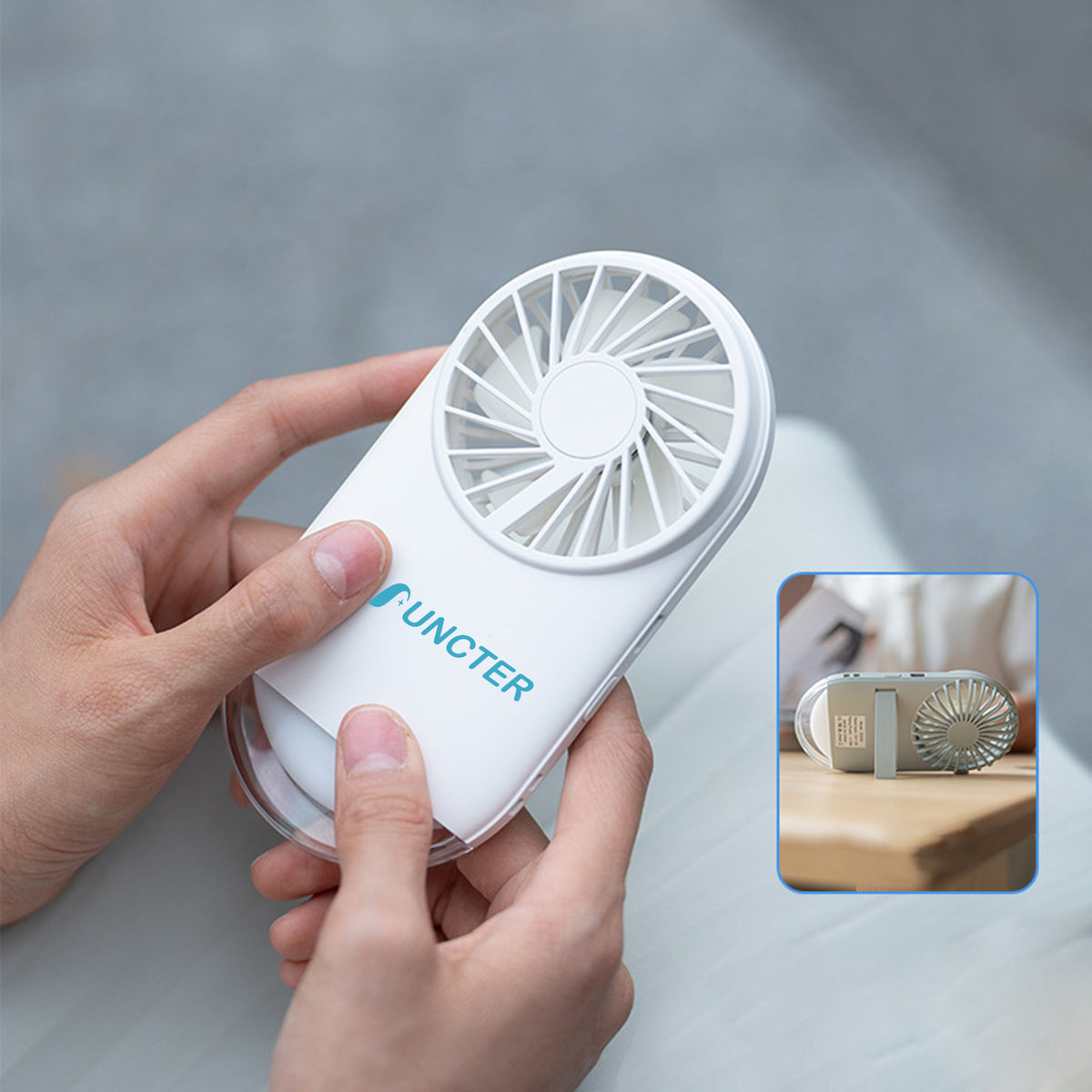 Portable Handheld Fan Rechargeable Pocket Fan w/ Flashlight