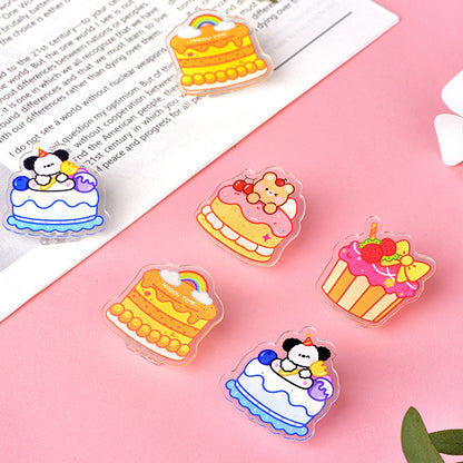 Cake Shaped Acrylic Album Memo Clip Bag Binder Sealing Clip Food Bag Clamp-Two Sides Imprint